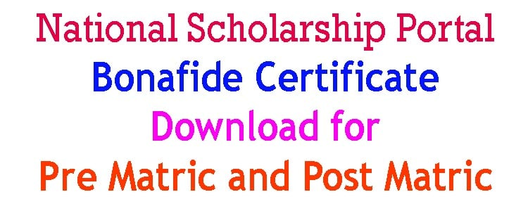 NSP Bonafide Certification Download for Pre Matric and Blog Post Matric Scholarship 